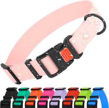 Водонепроникний нашийник для собак CollarDirect, регульований, силікон та пластик, стійкий до запахів, легко миється, безпечна застібка, для маленьких, середніх та великих собак (XL (45-66 см), Babyrosa)