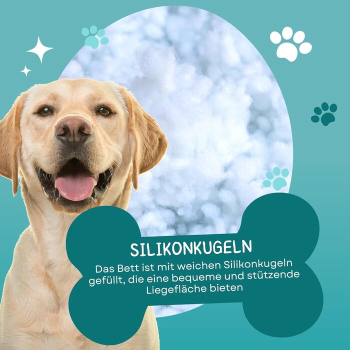 Ліжко для собак Odolplusz: м'який кошик-софа для маленьких собак, 50x40 см (сірий) | з наповнювачем з силіконових кульок | гіпоалергенне