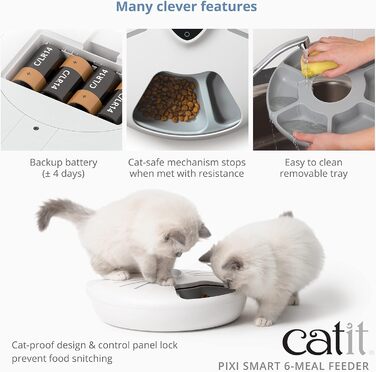 Автоматичний годівниця для котів Catit PIXI, 6 прийомів, білий