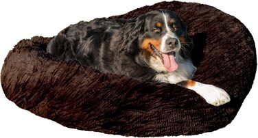 Кругле ліжко для собак та котів, коричневе, 120 см, ручної роботи, м'яке, миється в пральній машині
