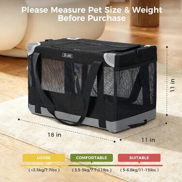 Переноска для котів та собак Lekesky Transportbox Katze, чорна, розмір L, складна