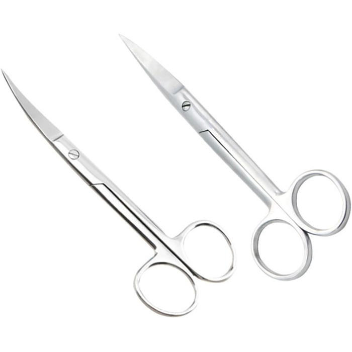 Набір з 2 ножиць для грумінгу тварин з нержавіючої сталі з прямим та вигнутим лезом, ергономічні ручки, для салону або дому