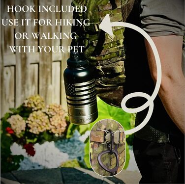 Ізольована пляшка для води для собак TALA TEAM - туристична пляшка з мисками для собак, чорна