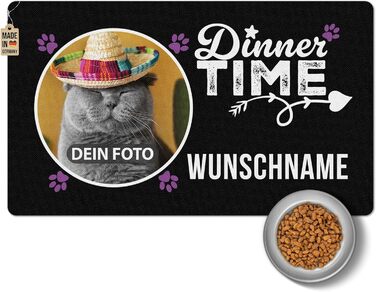 Персоналізована килимок для годування домашніх тварин з ім'ям та фото - Royal Print, 60 x 35 см, неслизький