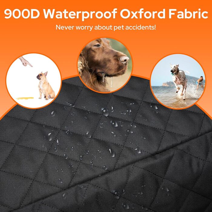 Захист для заднього сидіння автомобіля для собак: водовідштовхуючий килимок, універсальний для всіх авто, SUV та багажника, з металевим кліпом