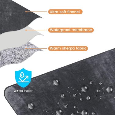PETTOM Деки для собак Водонепроникні, Деки для собак на диван 152 x 127 см, Деки для собак з Sherpa та Flanell, Деки для домашніх тварин М'які, Можна прати в пральній машині L: 152*127 см Темно-сірий