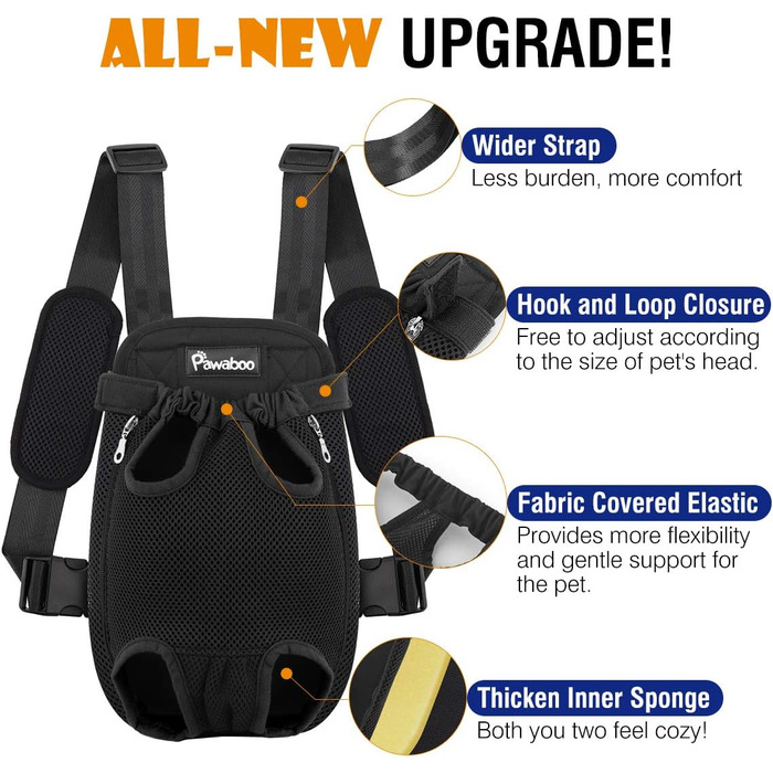Рюкзак для тварин: переноска для собак та котів, чорний, L