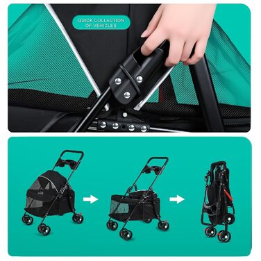 Трансформер для тварин 2в1: візок для собак до 15 кг та котів, складна конструкція, з тримачем для напоїв