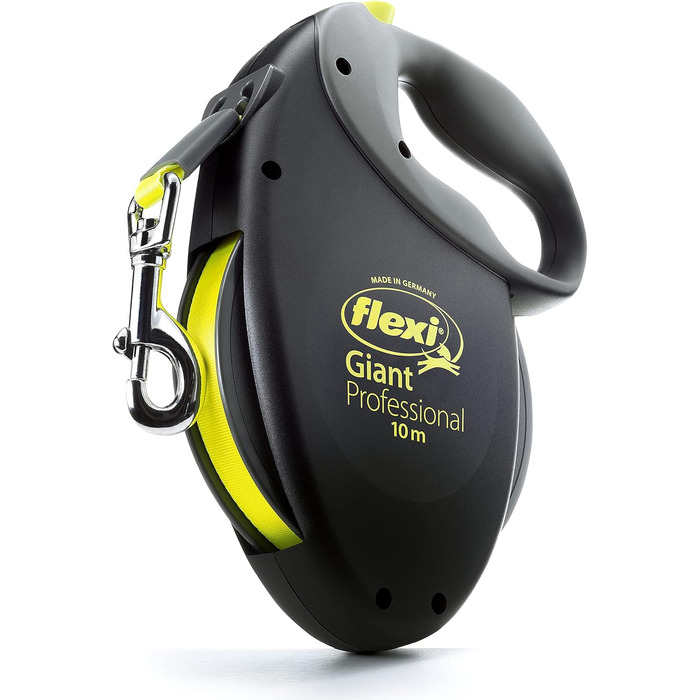 Рулетка для собак Flexi Giant Professional L 10 м, до 50 кг, чорна/неонова жовта
