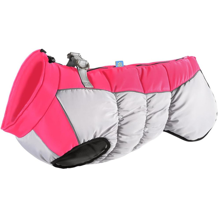 Зимова куртка для собак з металевою застібкою для повідка, тепла водонепроникна жилетка для великих собак (рожева, 6XL для 60-65 кг)