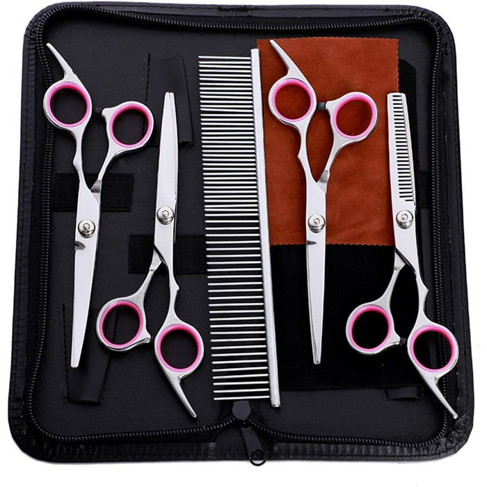 Професійний набір для грумінгу домашніх тварин 6.0 дюймів, витончена випрямна висічна ножиця з нержавіючої сталі для собак, для салонів краси та грумінгу