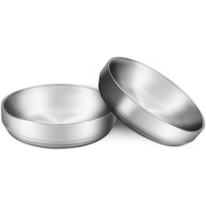 Миски для котів з нержавіючої сталі, широкі та плоскі (2 шт.)