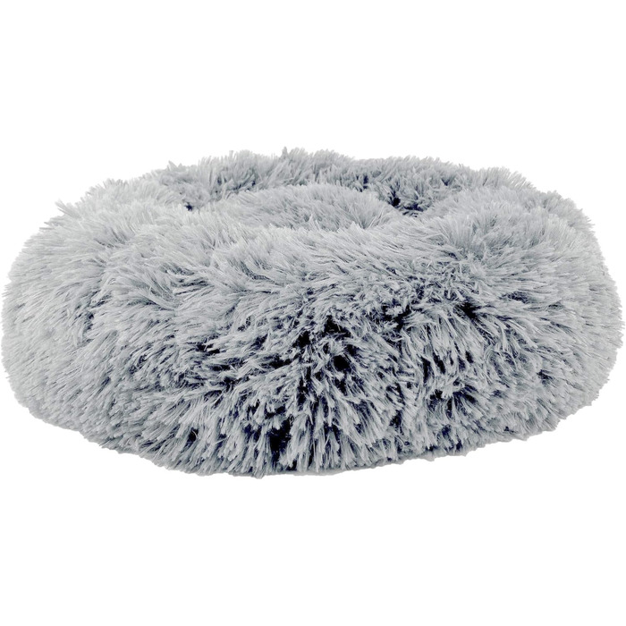 Кругла подушка-лежанка для собак та котів. М'яка, плюшева, різних кольорів (сірий, світло-сірий). Розмір M