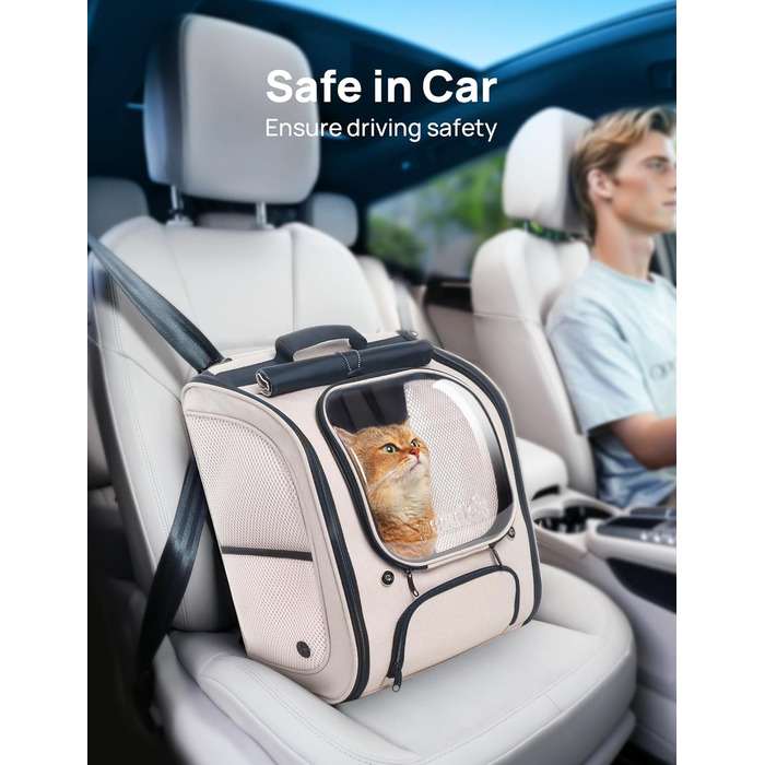 Рюкзак для кота Pecute з вікном-бульбашкою, дихаючий, 42x32x26 см, Khaki