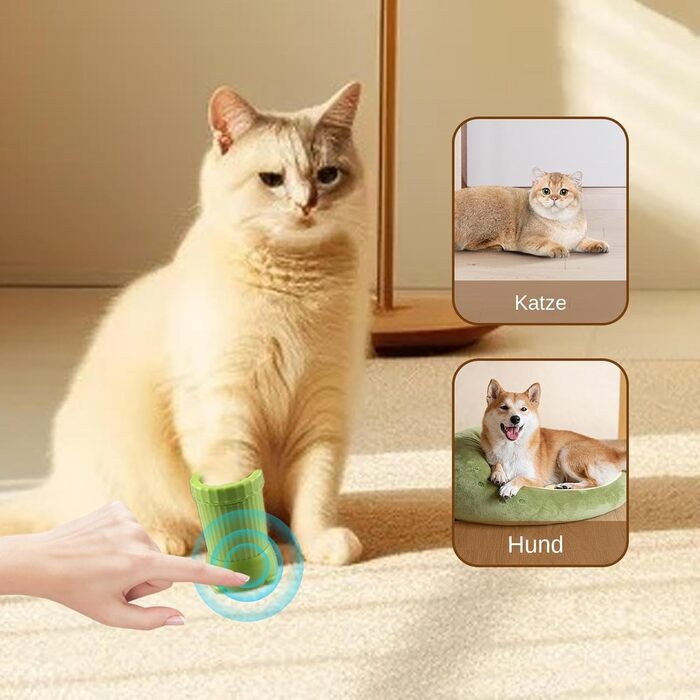 Електричний очищувач лап для собак Ahuuen, мийка для лап | Автоматичний очищувач лап для собак, портативний пристрій для догляду за котами, USB-зарядка, для брудних кігтів (зелений)