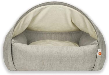 Sleepy Fox® Преміум ліжко-печера для собак та котів - нагороджений дизайн (Large/XL: 110x85x65 см, Кремовий жаккард)