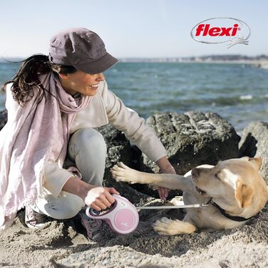 Висувна обплетенна повід для собак FLEXI New Comfort, 5 м, рожевий, розмір M (до 25 кг)