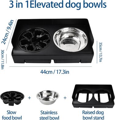 Підвищена годівниця для собак Dokeno, регульована по висоті, велика, для собак великих, середніх та малих порід, миска для повільного годування, не проливаються, стійка для мисок