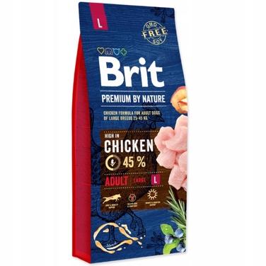 Сухий корм для дорослих собак Brit Premium by Nature з куркою, L, 15 кг