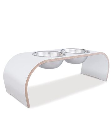 Набір мисок для собак ilaCasa - 2 шт. Підвищені, подвійні миски для корму та води. Підходить для собак великих порід, колір: білий