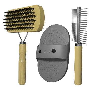 Набір щіток для собак та котів преміум-класу 3 в 1: щітка, зчесалка, гребінець | Для довгої, короткої шерсті, підшерстка