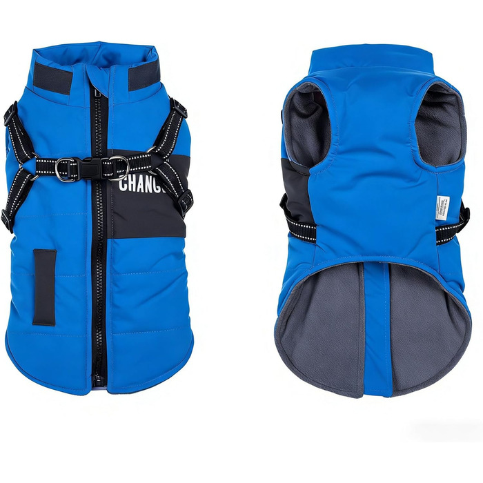 Зимова куртка для собак, дихаюча та водонепроникна - шлейка для собак з світловідбиваючими смугами - теплий одяг для собак малих та середніх порід та цуценят S, темно-синій