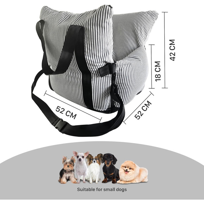 Автокрісло для собак Strusery, до 6 кг, блакитне, знімається та періться, з неслизьким дном та ременем безпеки