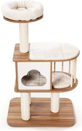 Котячий будиночок GYMAX: стабільний котячий будиночок, котячі меблі, котячий когтетоп, крізь-дерево для котів, висота 117 см (колір: коричневий)