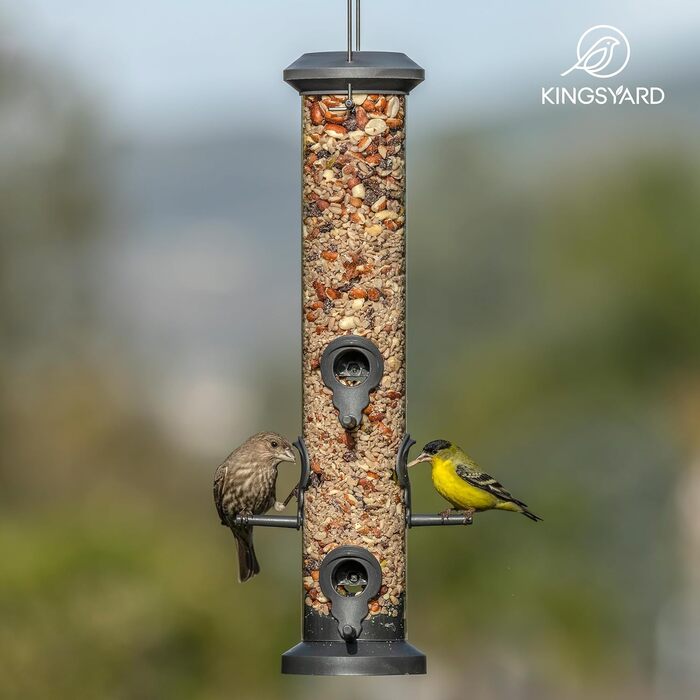 Годівниця для птахів Kingsyard 38 см - з 6 підставками, чорна, для саду/тераси/балкону