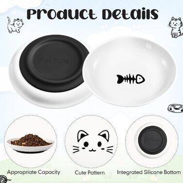 Набір мисок для котів Singhoow (6 шт.) з кераміки: широкі, антиковзні, для корму та води