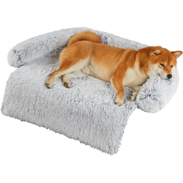 М'яке ліжко для собак, знімний, washable, для маленьких та середніх собак, кошик для собак з високим бортиком, ковзаюча підкладка (80 x 75 x 13 см, світло-сірий)