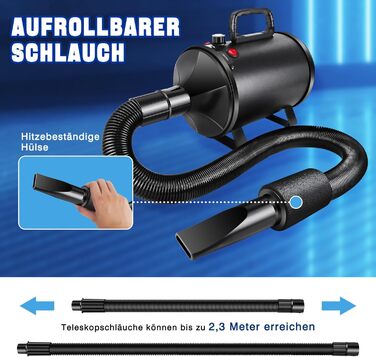 Професійний фен для собак та котів з насадкою - Tierhaartrockner, сушарка для тварин, 4 насадки, регулювання швидкості та температури