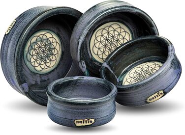 Керамічна миска для собак та котів KRAFTSPIRALE (зелено-блакитна) - ручної роботи, 0,6 л, 17-18 см