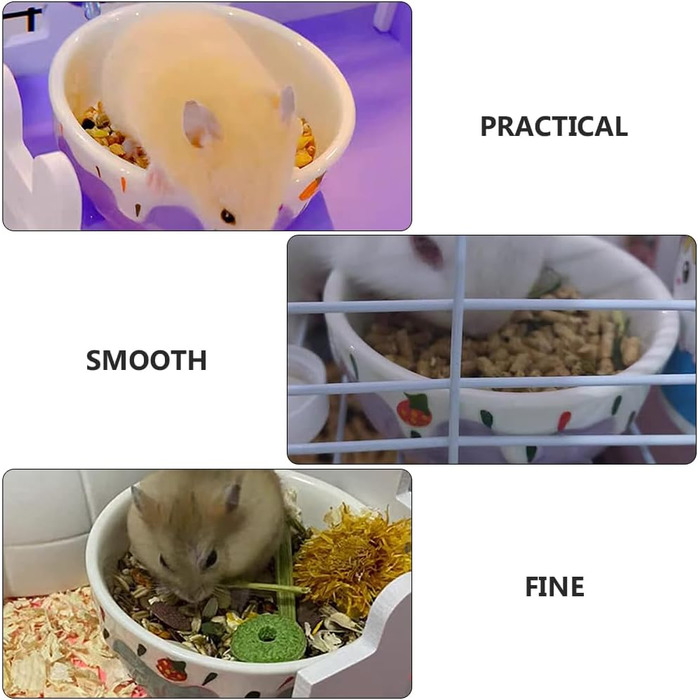 Миски для хом'яків Balacoo, круглі, керамічні, 2 шт. - для дрібних тварин, кроликів, мишей, морських свинок, їжаків, фіолетовий/блакитний