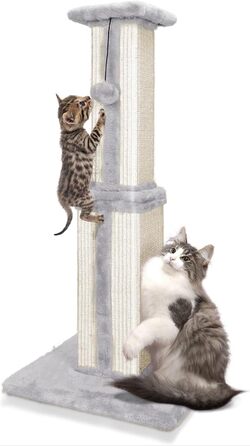 Котячий будиночок-когтеточка Eukue 80 см: велика платформа, мотузка з сизалю, стабільна база. Ідеально для кошенят та дорослих котів. Білий когтеточний комплекс
