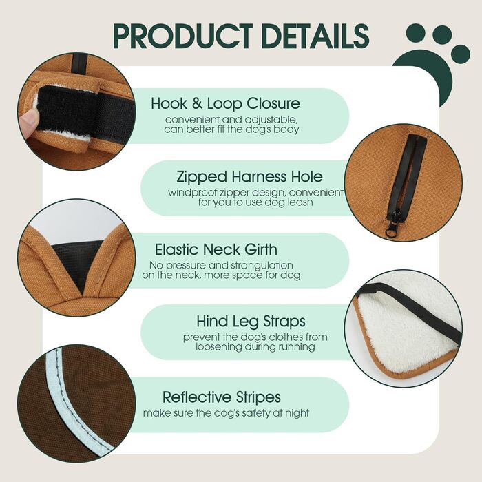 Зимовий теплий куртка для собак Kuoser з відбиваючими елементами, флісова жилетка для маленьких та середніх цуценят, водонепроникна та вітронепроникна жилетка для собак з отвором для повідка, XS-3XL, Зелений (XXL(Обхват грудей:70-85см;Обхват шиї:73см), Ко