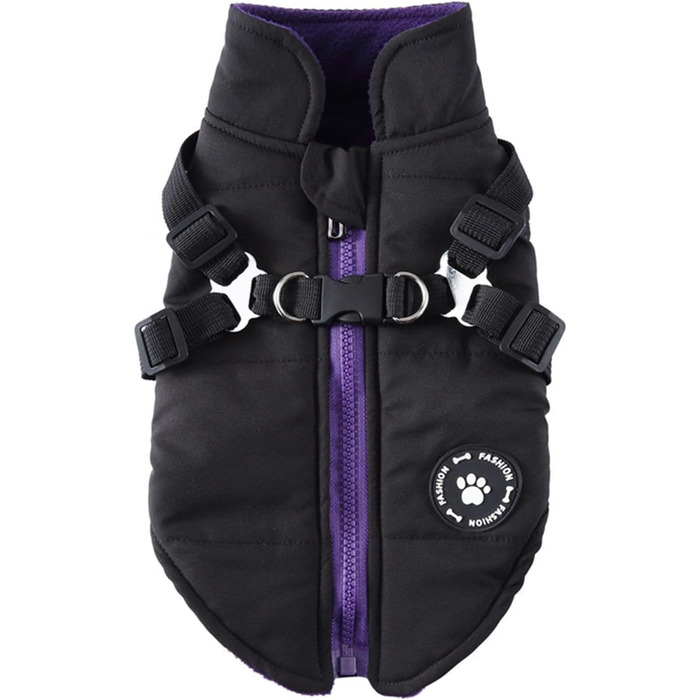 Зимовий теплий жилет для собак, водонепроникний, з блискавкою, для цуценят та собак середніх та великих порід (Чорний, XL)