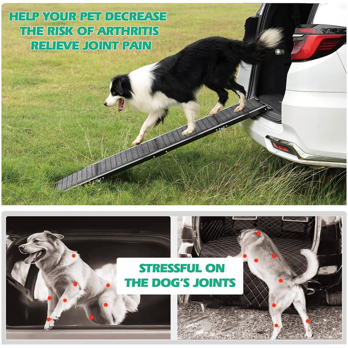 Рампа для собак у автомобіль, складана, портативна, з антиковзким покриттям, для середніх та великих собак до 113,4 кг, підходить для авто, SUV та вантажівок (180,1 см)