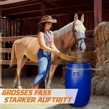 Футлярна бочка 60л з кришкою та обідком, харчова, 34см, універсальна, для саду (Блакитна)