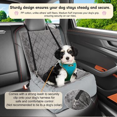 Автокрісло для собак SIVEIS – м'яке ліжко з кишенькою, для собак малого та середнього розміру, з ременем безпеки (02-Сіро-блакитний)