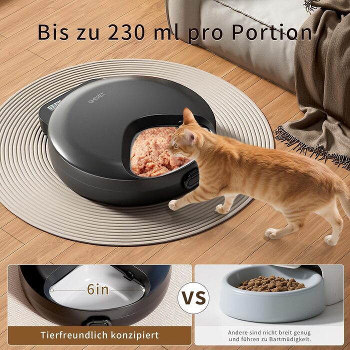 Автоматичний дозатор корму для котів та собак, 8oz*4 прийоми їжі, з таймером, з замком безпеки, з 2 охолоджувальними акумуляторами (Чорний)