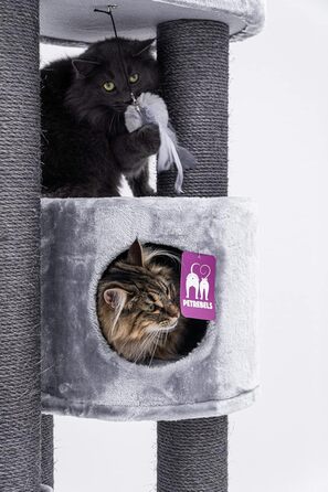 Дряпка для котів Petrebels Charlotte 180 см, преміум-якість, з гамаком, товсті стовпи Ø12 см, сіра