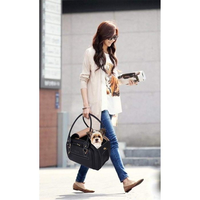 Сумка-переноска для собак та котів PetsHome, чорна, Premium-Nylon, водонепроникна, складна