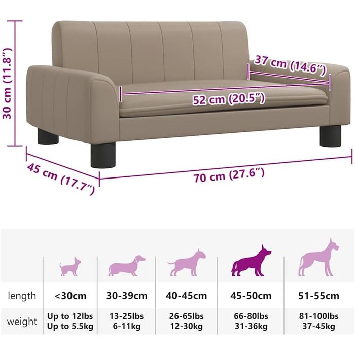 Ляжка для собак, м'яка подушка для собак, диван-софа для маленьких собак, лежанка для домашніх тварин, котяча лежанка, кавово-коричнева штучна шкіра