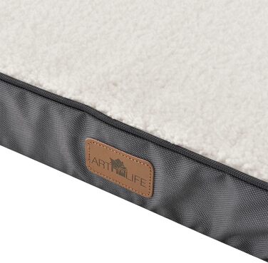 Ортопедичне ліжко для собак Juskys Milow 112x81 см, м'яке, міцне, знімний та праний чохол, подушка та мат для великих собак, бежеве