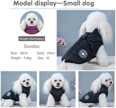 Теплий зимовий одяг для собак, чорний, розмір M (2.3-3.8 кг) - одяг для собак, котів, цуценят