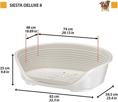 Крізьлежанка для собак Ferplast Siesta Deluxe, велика, сіра, 84 x 55 x 28,5 см, пластик, знімний кошик, антиковзаюча поверхня