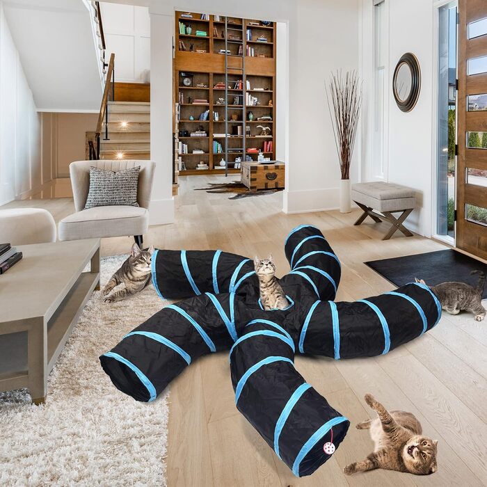 Туннель для котів Bemodst 5-ти ходовий, інтерактивна іграшка-лабіринт для кошенят, кроликів, цуценят, хорягів, морських свинок