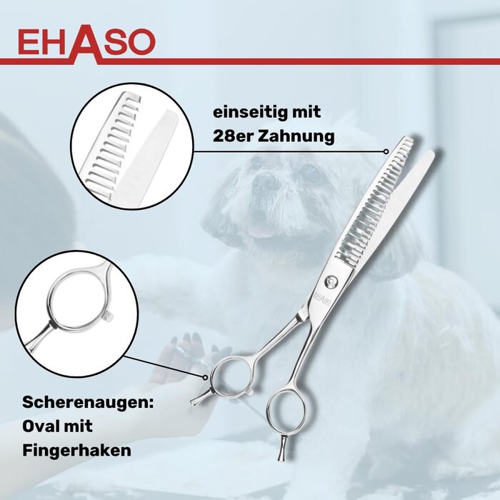 Професійна шерсть для собак EHASO Revolution Two Step | Ліва рука | 21 см | 28 зубців | Шерсть для грумінгу з Solingen