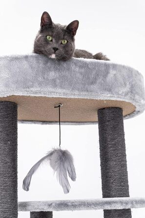 Котячий дряпак Petrebels Charlotte 134 см, преміум-якість, з гамаком, лежаком і будкою, сірий